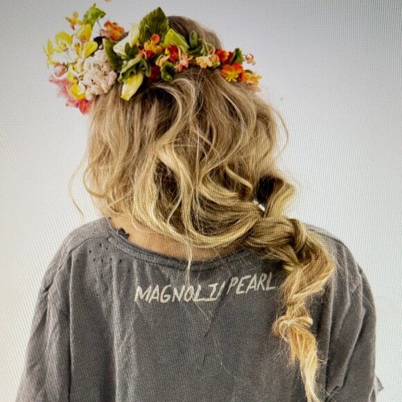 MAGNOLIA PEARL "Heal the Earth" Grey, Pink, & White Cotton Tee; NWOT! One Size - Picture 2 of 11